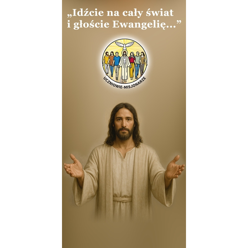 Baner religijny Uczniowie Misjonarze BLR003 – Idźcie na cały świat i głoście Ewangelię