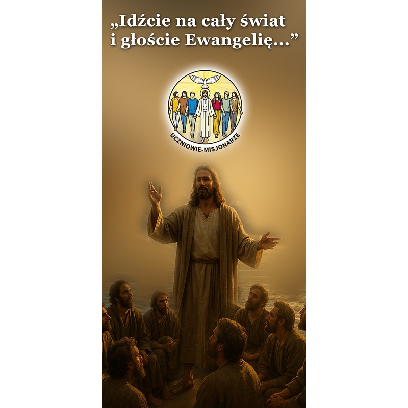 Baner religijny Uczniowie Misjonarze BLR010 – Jezus naucza apostołów